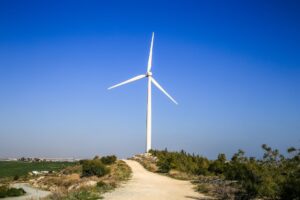 White wind turbine